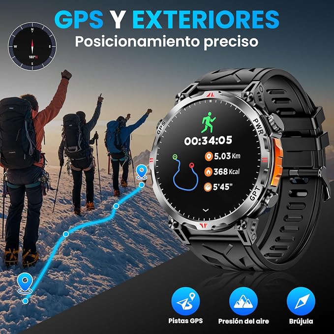 Nexivo Lab GPS Smartwatch for Men – 1.56" AMOLED Display, Bluetooth Calling, Compass, 3ATM & 100+ Sports Modes - Image 2