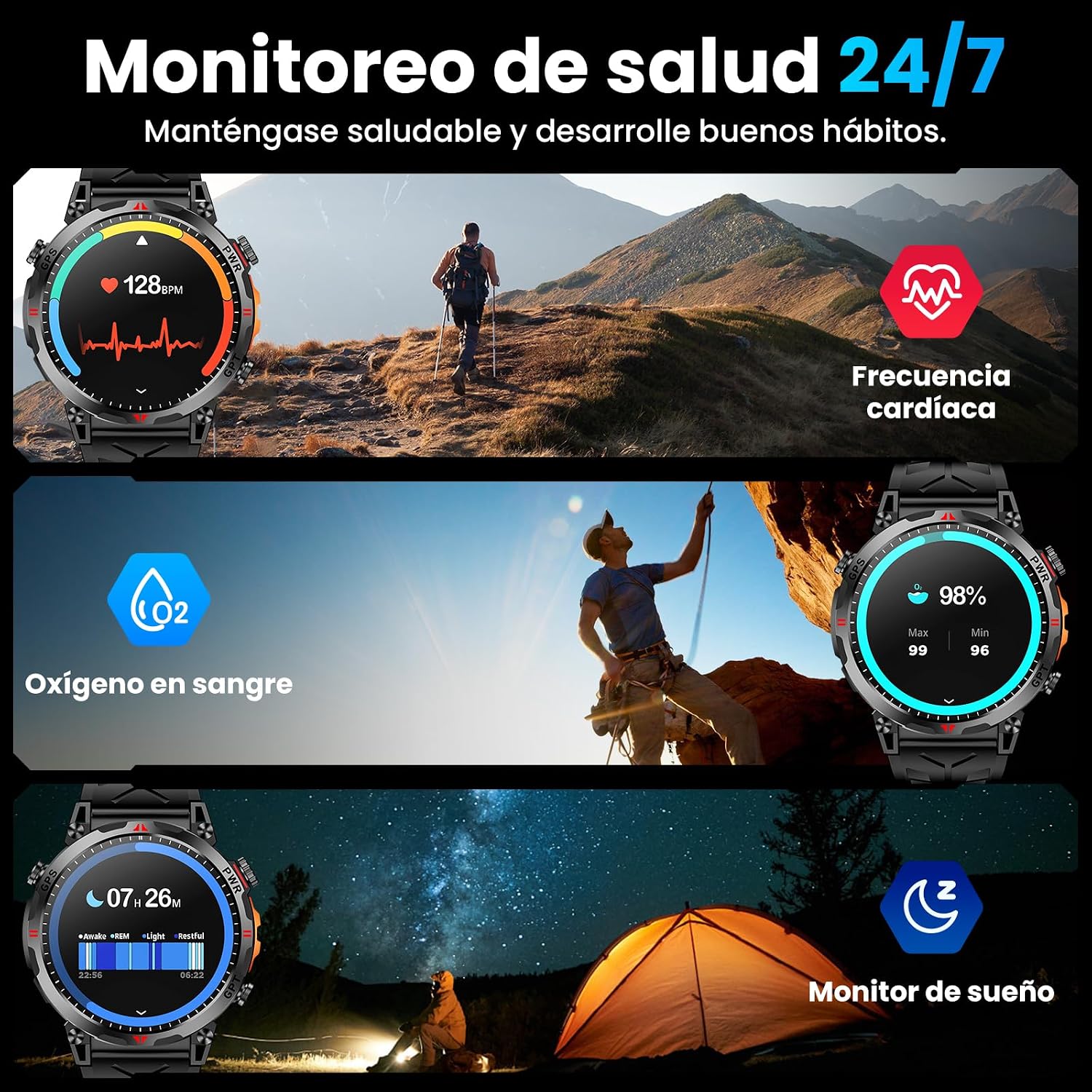 Nexivo Lab GPS Smartwatch for Men – 1.56" AMOLED Display, Bluetooth Calling, Compass, 3ATM & 100+ Sports Modes - Image 4