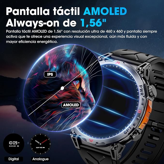 Nexivo Lab GPS Smartwatch for Men – 1.56" AMOLED Display, Bluetooth Calling, Compass, 3ATM & 100+ Sports Modes - Image 8